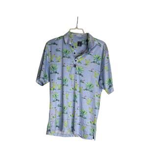 Construct golf medium Light Blue Cactus Print Men's Casual Shirt. AOP